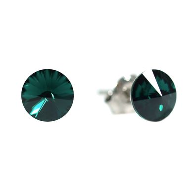 Сережки гвоздики. Emerald. Артикул 2462-EM, Смарагд, Swarovski