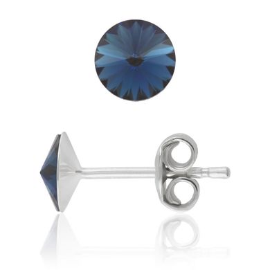 Silver stud earrings. The Swarovski Montana sapphire. Article 61615-M, Sapphire, Swarovski