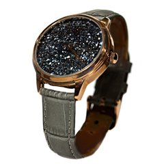 Позолочений жіночиий наручний годинник. Хром Гематит Swarovski. Артикул 21066-CHR, Гематит, Swarovski