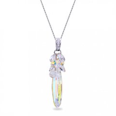 925 Sterling Silver Pendant with Chain with Aurora Borealis Crystals of Swarovski (NP6470AB), Aurora Borealis (АВ), Crystal