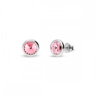 925 Sterling Silver Studs with Light Rose Crystals of Swarovski (KR1122SS29LR), Light Rose, Swarovski