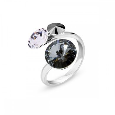 925 Sterling Silver Ring with Crystals of Swarovski (P11223SNJ), Silver Night, Jet, Crystal, Swarovski, Adjustable