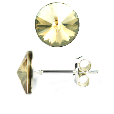 Срібні сережки-гвоздики. Золотистий Цитрин Swarovski. Артикул 62623-GS, Цитрин, Swarovski