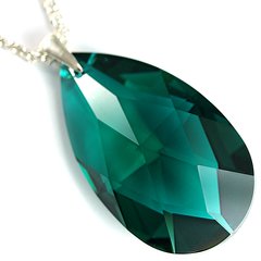 Кулон з цепочкой. Emerald. Артикул DGN-13670, Изумруд, Swarovski