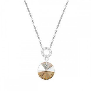Кулон з ланцюжком з срібла 925 проби з Зототистим Цитрином Swarovski (NC642812GS), Фіаніт, Цитрин, Swarovski