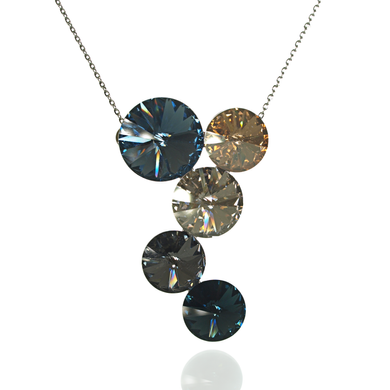 925 Sterling Silver Pendant with Chain with Sapphires of Swarovski (NK1122N), Silver Night, Sapphire, Golden Shadow, Swarovski