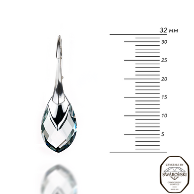 Серебряные серьги. Фианит Swarovski. Артикул 61164-C, Фианит, Swarovski
