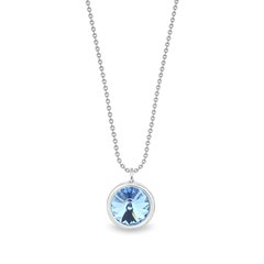 925 Sterling Silver Pendant with Chain with Aquamarine Crystal of Swarovski (NB1122SS29AQ), Aquamarine, Swarovski