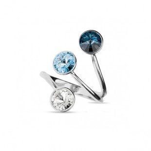 925 Sterling Silver Ring with Crystal Crystals of Swarovski (PJ1122SS29CM1), Aquamarine, Swarovski, Adjustable