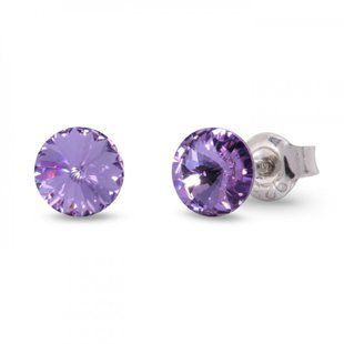 Сережки гвоздики зі срібла 925 проби з Аметистами Swarovski (K1122SS29V), Аметист, Swarovski