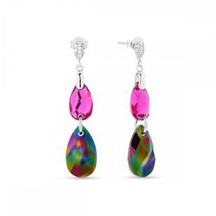 Серьги с серебра 925 пробы с кристаллами Swarovski (KC323061061FRD), Оникс, Шпинель, Swarovski