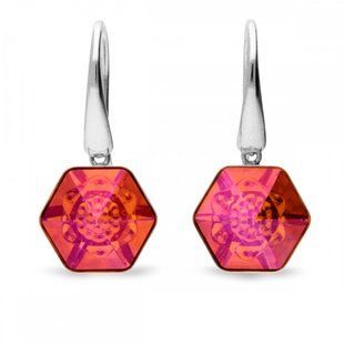 925 Sterling Silver Earrings with Astral Pink Crystals of Swarovski (KW4681ASP), Light Rose, Swarovski