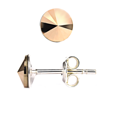 Silver stud earrings. Golden Swarovski Hematite. Article 61615-RG, Jet, Swarovski