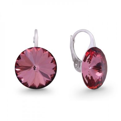 925 Sterling Silver Earrings with Antique Pink Crystals of Swarovski (KA112214AP), Light Rose, Swarovski