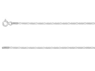 925 Sterling Silver Chain 1.3mm Diamond Cut 3+1 Figaro 40cm (C1340F), Fine jewellery