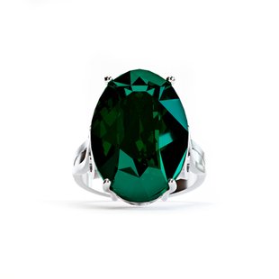 Кольцо из серебра 925 пробы с Изумрудом Swarovski (3016560436), Изумруд, Swarovski, 20