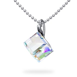 Кулон с цепочкой с серебра 925 пробы с Опалом Северное Сияние (AB) Swarovski (NG48418AB), Опал, Swarovski