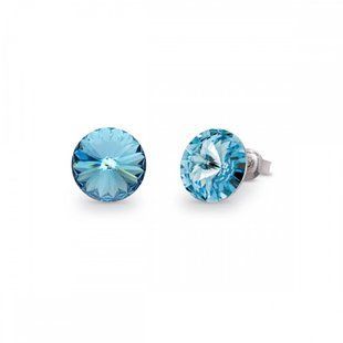 Сережки гвоздики зі срібла 925 проби з Аквамаринами Swarovski (K1122SS47AQ), Аквамарин, Swarovski