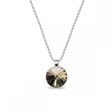 925 Sterling Silver Pendant with Chain with Greige Crystal of Swarovski (N112212G), Golden Shadow, Swarovski