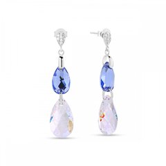 925 Sterling Silver Earrings with Crystals of Swarovski (KC323061061LSWP), Aurora Borealis (АВ), Sapphire, Swarovski
