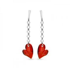 925 Sterling Silver Earrings with Red Magma Crystals of Swarovski (KW626117RM), Siam, Swarovski