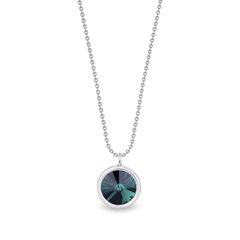 925 Sterling Silver Pendant with Chain with Emerald Crystal of Swarovski (NB1122SS29EM), Emerald, Swarovski