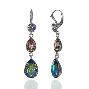 Серьги из серебра 925 пробы с Султанитом Райское Сияние Swarovski (KAT43202VLPS1), Султанит, Swarovski