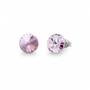 Серьги гвоздики с серебра 925 пробы с Аметистами Swarovski (K1122SS47V), Аметист, Swarovski
