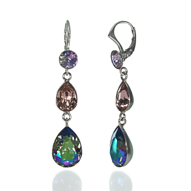 925 Sterling Silver Earrings with Paradise Shine of Swarovski (KAT43202VLPS1), Paradise Shine, Swarovski