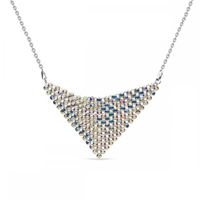 925 Sterling Silver Necklace with Aurora Borealis Crystals of Swarovski (NMESH18AB), Aurora Borealis (АВ), Swarovski