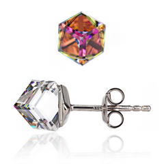 925 Sterling Silver Stud Earrings with Vitrail Medium of Swarovski (K48416VM), Vitrail Medium, Swarovski