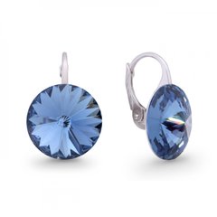 925 Sterling Silver Earrings with Denim Blue Crystals of Swarovski (KA112214DB), Sapphire, Swarovski