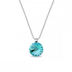 925 Sterling Silver Pendant with Chain with Light Turquoise Crystal of Swarovski (N112212LTU), Aquamarine, Swarovski