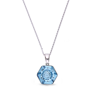 Кулон з ланцюжком з срібла 925 проби з Аквамарином Swarovski (N4681AQ), Аквамарин, Swarovski