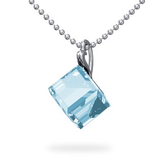 Кулон з ланцюжком з срібла 925 проби з Аквамарином Swarovski (NG48418AQ), Аквамарин, Swarovski