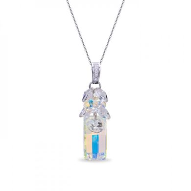 925 Sterling Silver Pendant with Chain with Aurora Borealis Crystals of Swarovski (NP6696AB), Aurora Borealis (АВ), Crystal