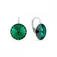 925 Sterling Silver Earrings with Emerald Crystals of Swarovski (KA112214EM), Emerald, Swarovski