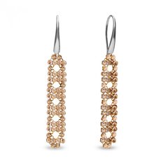925 Sterling Silver Earrings with Golden Shadow Crystals of Swarovski (KWOMESH4GS1), Golden Shadow, Swarovski