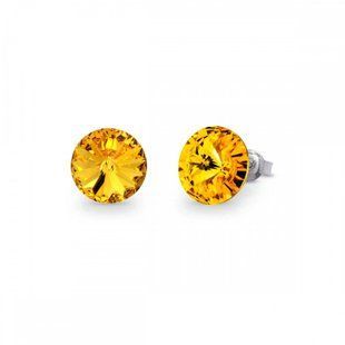 Сережки гвоздики зі срібла 925 проби з Сонячними Цитринами Swarovski (K1122SS47SF), Цитрин, Swarovski