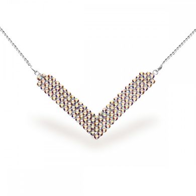 925 Sterling Silver Necklace with Aurora Borealis Crystals of Swarovski (NMESHV4AB), Aurora Borealis (АВ), Swarovski