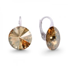 925 Sterling Silver Earrings with Golden Shadow Crystals of Swarovski (KA112214GS), Golden Shadow, Swarovski