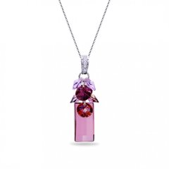 925 Sterling Silver Pendant with Chain with Amethyst Crystals of Swarovski (NP6696LSH), Vitrail Medium, Crystal, Light Rose