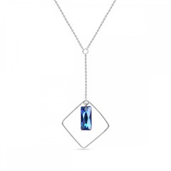 925 Sterling Silver Pendant with Chain with Bermuda Blue Crystals of Swarovski (NSQ646513BB), Bermuda Blue, Swarovski
