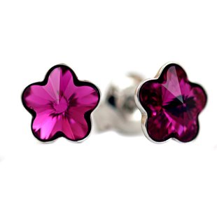 925 Sterling Silver Stud Earrings with Fuchsia of Swarovski (K47446F), Light Rose, Swarovski