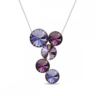 925 Sterling Silver Pendant with Chain with Amethyst Crystals of Swarovski (NK1122TA), Vitrail Medium, Bermuda Blue, Swarovski