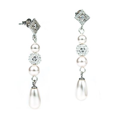 925 Sterling Silver Earrings with Pearls of Swarovski (KW58105816W), Pearl, Swarovski