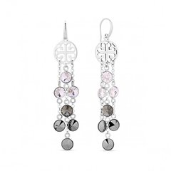 925 Sterling Silver Earrings with Crystals of Swarovski (KWDR1122SS29CH), Silver Night, Jet, Crystal, Swarovski