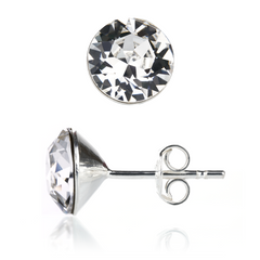 Silver stud earrings. Swarovski Crystal. Article 61624-C, Crystal, Swarovski