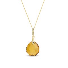 925 Sterling Silver Pendant with Chain with Light Amber Crystal of Swarovski (NCG643616LTAMB), Crystal, Golden Shadow, Swarovski
