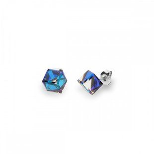 Серьги гвоздики с серебра 925 пробы с Бермудськими Танзанитами Swarovski (K48416BB), Танзанит, Swarovski